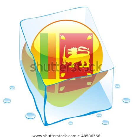 Сток-фото: Sri Lanka Button Flag Frozen In Ice Cube