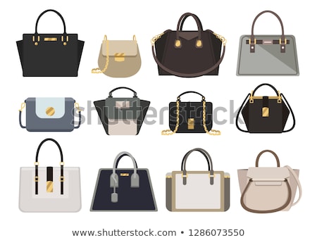 Foto stock: Pretty Girl With A Black Handbag Isolated