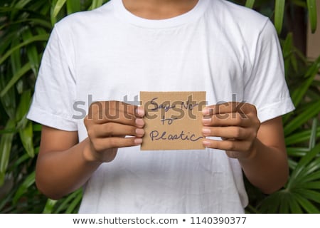 Stock photo: Man Holding Cardboard Paper With Word No