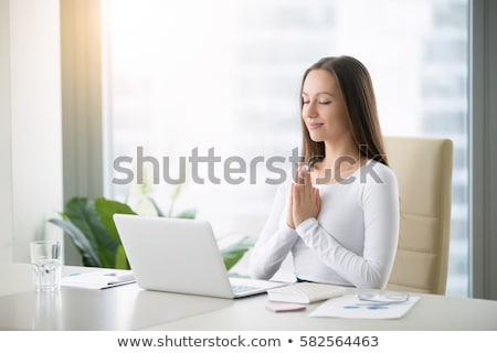 Zdjęcia stock: Businesswoman Doing Yoga Break