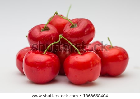Stok fotoğraf: Ripe Cherries On A White Background Isolated Macro Decorative Fruit Frame Copy Space