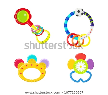 Stock fotó: Rounded Icons With Rattle Toys