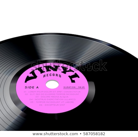 Foto stock: Vinyl Record Vector Illustration Photorealistic Disc Design On A Yellow Background