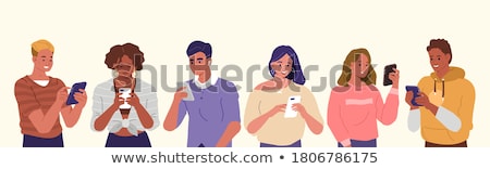 Foto stock: Boy And Girl With Mobile Phones