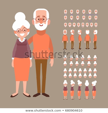 Foto stock: Old Man Vector Senior Person Aged Elderly People Face Emotions Various Gestures Animation Crea