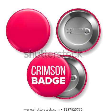 Stock fotó: Crimson Badge Mockup Vector Pin Brooch Crimson Button Blank Two Sides Front Back View Branding