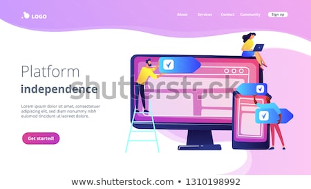 Сток-фото: Cross Platform Software Concept Landing Page