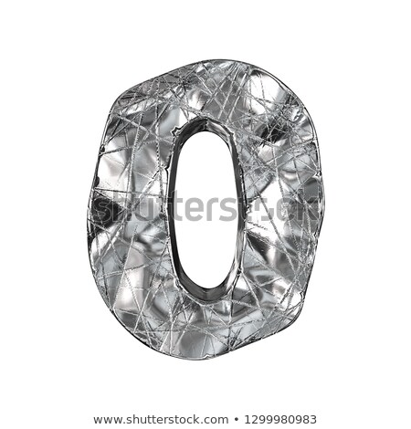 Stock photo: Grunge Aluminium Foil Font Number 0 Zero 3d