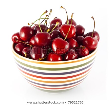 Сток-фото: Red Ripe Cherries In Ceramic Bowls