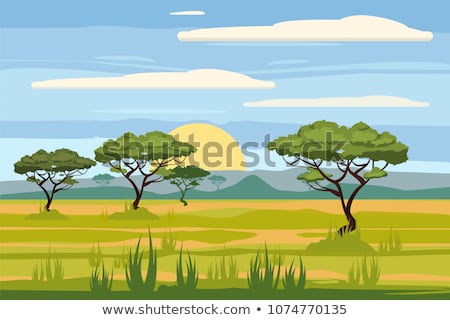 ストックフォト: Safari Cartoon Animal Background Landscape Scene