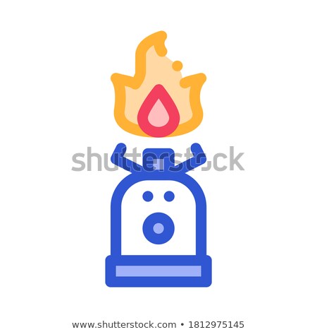 Zdjęcia stock: Gaz Cylinder With Fire For Cooking Vector Icon