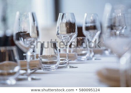 Foto stock: Wine Glasses And Cutlery In Restaurant