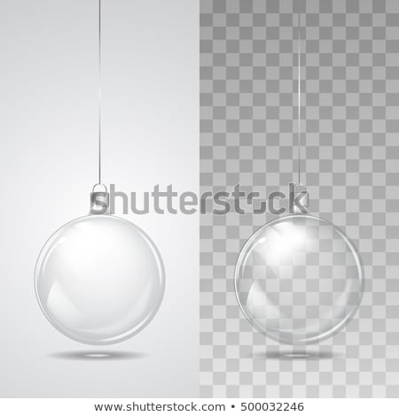 Foto stock: Christmas Ball With Greeting Card On The Abstract Sparkling Back