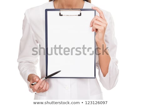 Сток-фото: Female Doctor Shows Empty White Card