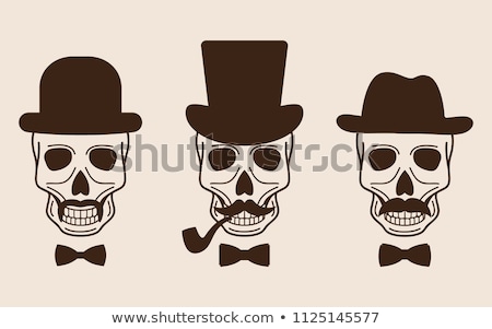 Stock photo: Sketch Scull With Mustache And In Hat