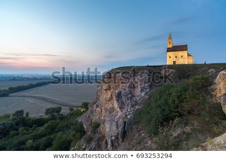 Foto stock: Old Roman Church At Sunset In Drazovce Slovakia