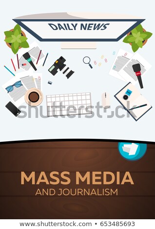 Stockfoto: Mass Media And Journalism Work Place Vector Illustration