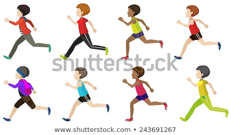 Stock photo: Faceless Young Boy Runs Isolated Illustration