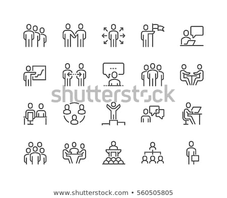 ストックフォト: People At Meeting Vector Line Icon