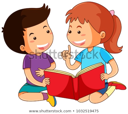 Сток-фото: Boy And Girl Reading Storybook