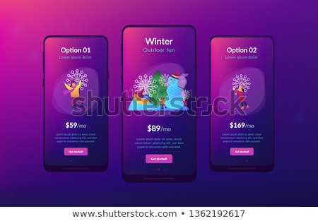 Stock foto: Winter Outdoor Fun App Interface Template