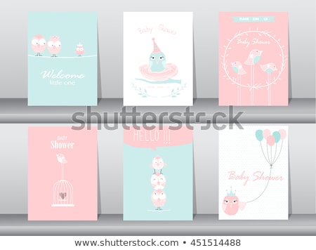 Stok fotoğraf: Welcome Baby Card With Funny Little Bird