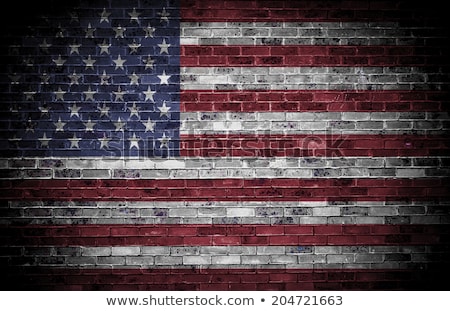 Stock photo: Usa Flag On Brick Wall Background