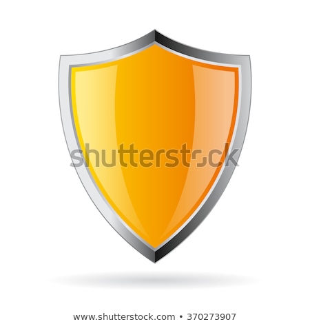 ストックフォト: Shield Sign Yellow Vector Icon Button