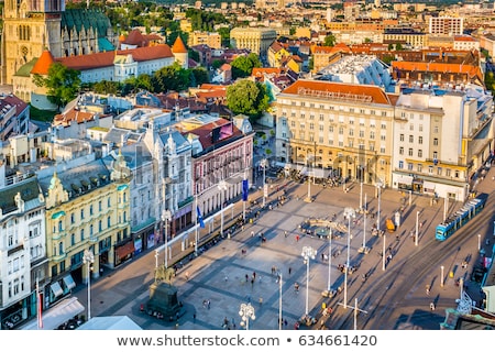 Foto stock: Aerial View At Ban Jelacic Square In Zagreb Capital Town Of Croa