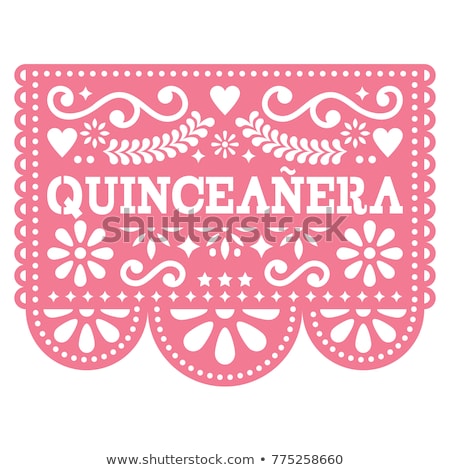 Invitacion Papel Picado Vector Design - Party Invitation In Spanish Mexican Pattern Greeting Card Stock fotó © RedKoala