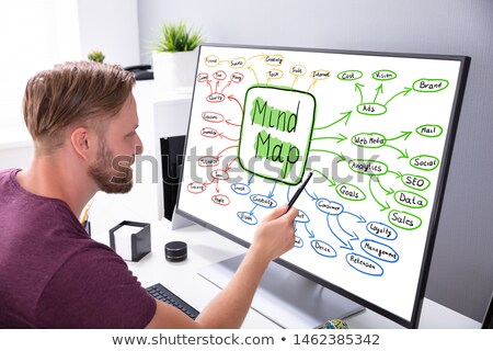 Zdjęcia stock: Businessman Making Mind Map Chart On Computer