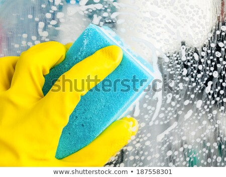 Foto stock: Kitchen Sponges And Rubber Gloves