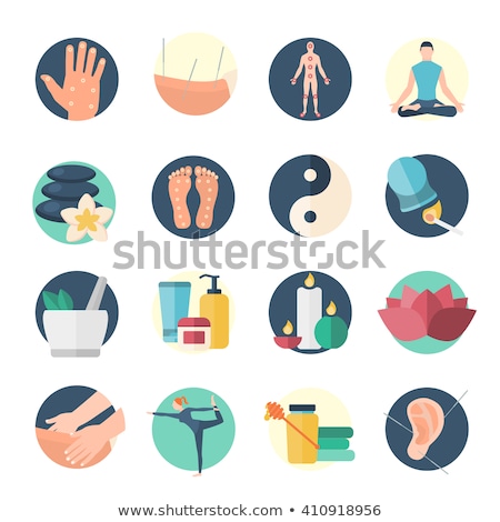 Zdjęcia stock: Acupuncture Therapy Collection Icons Set Vector