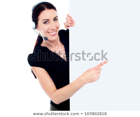 Foto stock: Telemarketing Female With Blank Billboard