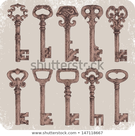 Foto stock: Old Keys On Grunge Background