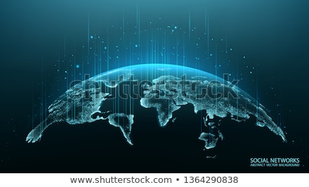 Foto stock: Blue Background With World Map