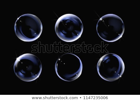 Foto stock: Vector Shiny Bubbles On Black Background