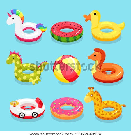 Stockfoto: Lifebuoy Icon Set Rings For Swimming Collectionflat Cartoon Style Isolated On White Background V