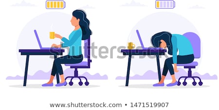 Foto stock: Cartoon Girl Exhausted