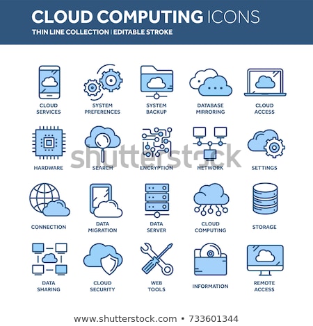 Foto stock: Simple Blue Clouds Icon Vector Set