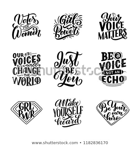 Stock fotó: Hand Drawn Feminist Signs And Quotes Vector Set