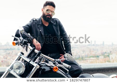 Foto d'archivio: Man Dressed As Rebel Biker