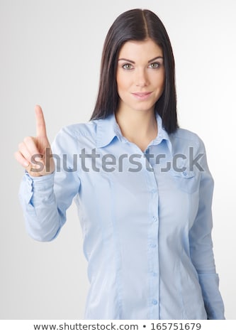 Stockfoto: Woman Pressing Imaginary Button