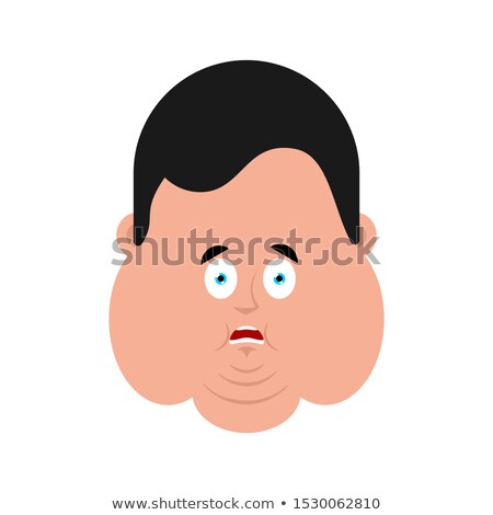 Stockfoto: Fat Omg Scared Face Emotion Avatar Stout Guy Oh My God Emoji F