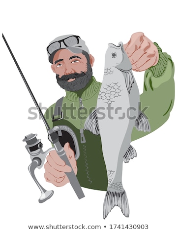 ストックフォト: Angler Holding A Rod And A Fish