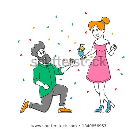 Foto stock: Corporate Party Vector Smiling Drunk Man And Woman Relaxing Celebrating Concept Party At Restaura