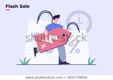 Stockfoto: Sale Banner Time To Shopping Online Shopping Landing Page E Commerce Vector Illustration