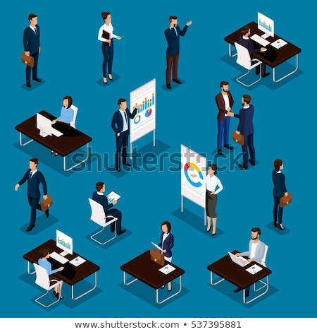 Foto stock: Female Worker - Modern Vector Isometric Character Set