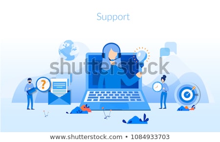 Stock fotó: Operator Of Technical Support Working On Computer Isometric 3d Illustration