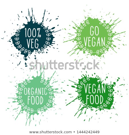 Stock photo: Pure Vegetarian Vegan Food Splatter Labels In Green Colors